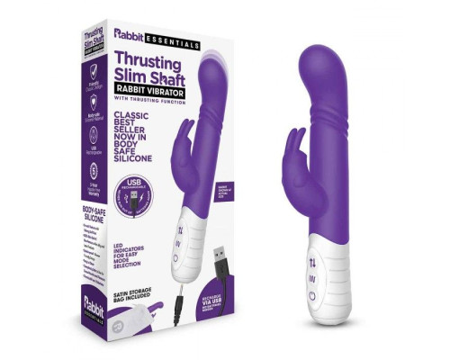 Заказать Фиолетовый массажер для G-точки Slim Shaft thrusting G-spot Rabbit - 23 см.