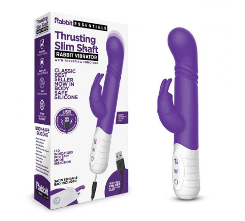 Фиолетовый массажер для G-точки Slim Shaft thrusting G-spot Rabbit - 23 см.