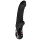 Черный вибратор Tiger с ребрышками - 22,5 см.