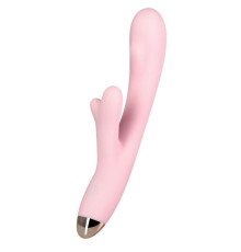 Розовый вибромассажер MERYL со стимулятором клитора - 22,5 см.