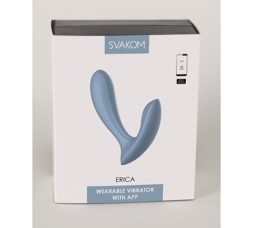 Голубой интерактивный вибромассажер Erica