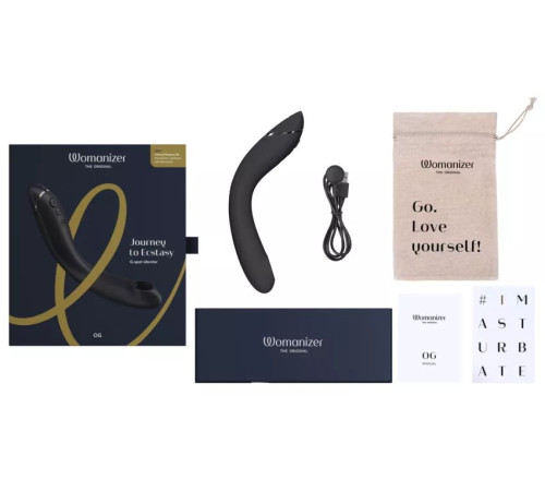 Темно-серый стимулятор G-точки Womanizer OG c технологией Pleasure Air и вибрацией - 17,7 см.