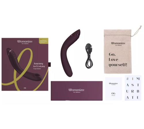 Сливовый стимулятор G-точки Womanizer OG c технологией Pleasure Air и вибрацией - 17,7 см.