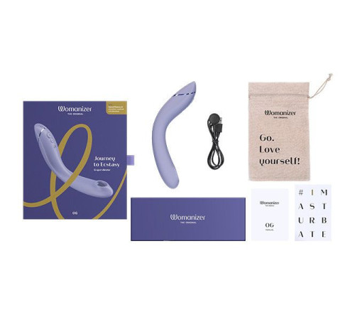 Сиреневый стимулятор G-точки Womanizer OG c технологией Pleasure Air и вибрацией - 17,7 см.