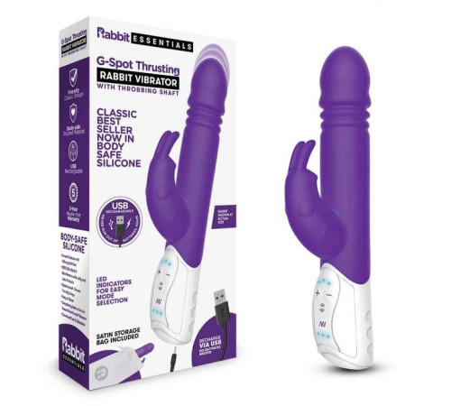 Фиолетовый пульсирующий вибромассажер G-Spot Thrusting Rabbit - 24 см. Фиолетовый пульсирующий вибромассажер G-Spot Thrusting Rabbit - 24 см.