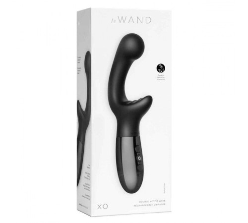 Черный вибромассажер с двумя моторами Le Wand XO - 19 см.