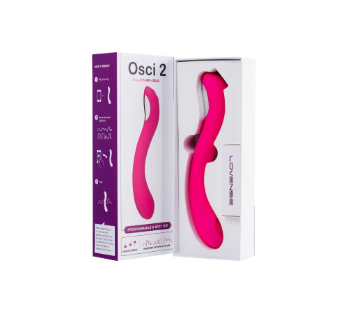Ярко-розовый вибратор Lovense Osci 2 - 22 см.