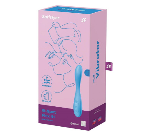 Голубой гибкий вибромассажер Satisfyer G-Spot Flex 4+ - 19 см.