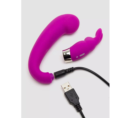 Лиловый вибратор Mini G-Spot Curve Vibe с клиторальным зайчиком