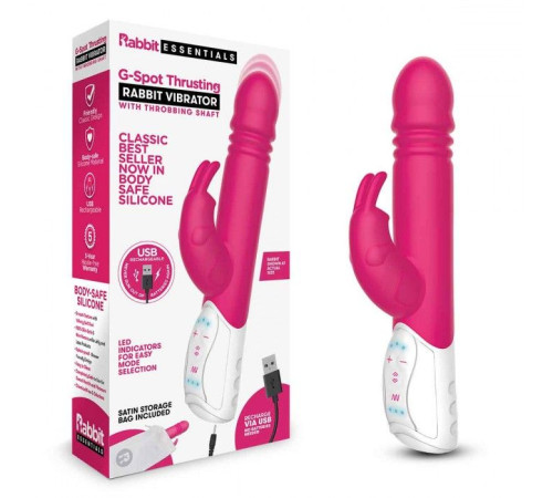 Розовый пульсирующий вибромассажер G-Spot Thrusting Rabbit - 24 см. Розовый пульсирующий вибромассажер G-Spot Thrusting Rabbit - 24 см.
