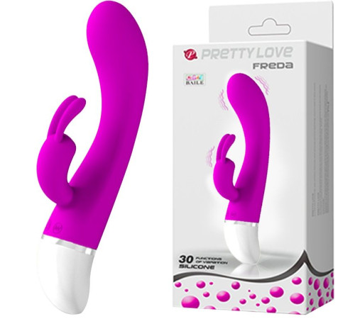 Лиловый G-вибратор Freda с зайчиком - 18,9 см.