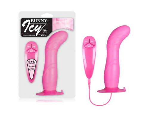 Заказать Розовый вибратор для G-точки BUNNY ICY - 18 см.