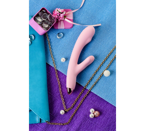 Розовый вибромассажер MERYL со стимулятором клитора - 22,5 см.