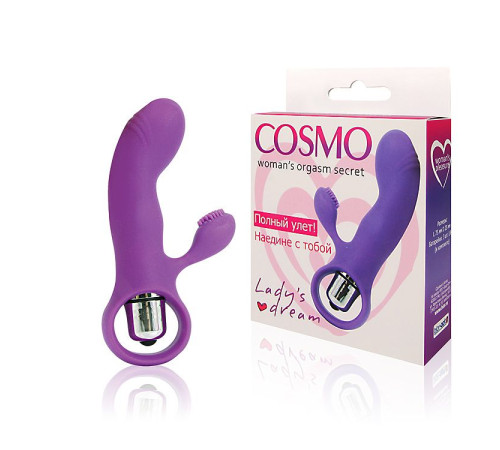 Фиолетовый вибромассажер COSMO с покрытым усиками клиторальным стимулятором