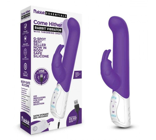 Фиолетовый вибромассажер для G-точки Come hither G-Spot Rabbit - 24,5 см.