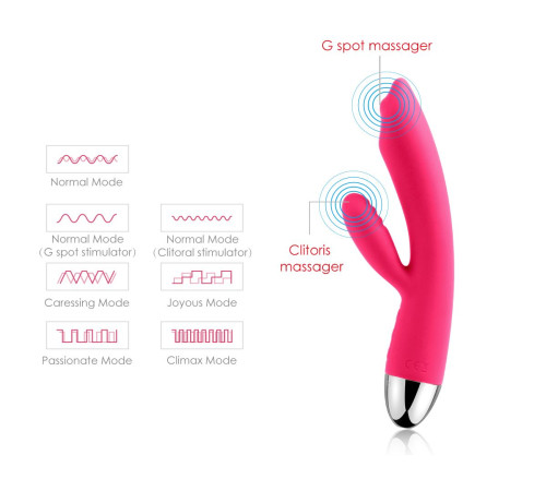 Сливово-розовый вибратор Trysta с клиторальным отростком и движущимся шариком в кончике - 18,6 см.