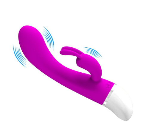 Лиловый G-вибратор Freda с зайчиком - 18,9 см.