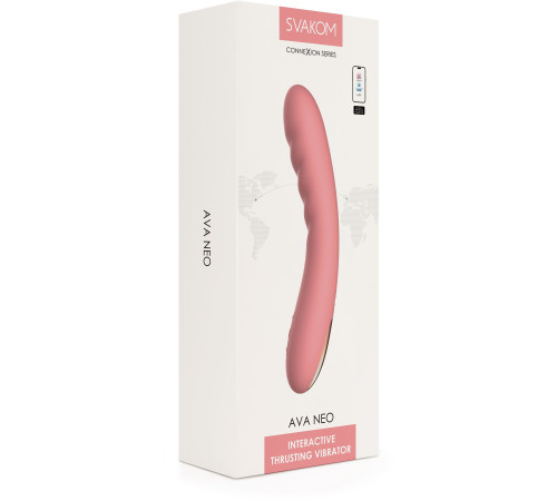 Персиковый изогнутый вибромассажер Ava Neo с функцией пенетрации - 19,6 см.