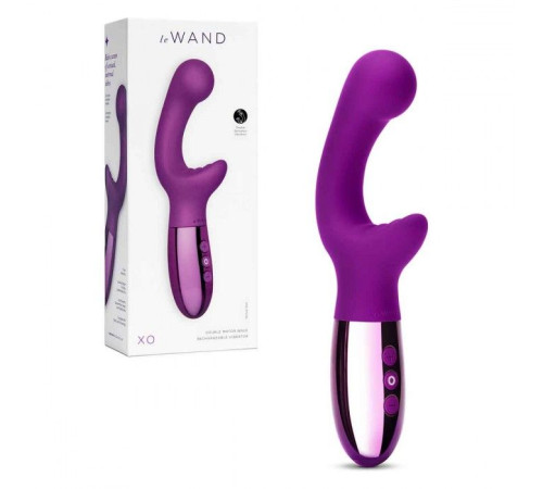 Фиолетовый вибромассажер с двумя моторами Le Wand XO - 19 см.