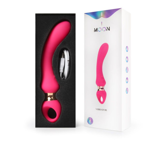 Розовый изогнутый вибромассажер Moon Vibrator - 21,1 см.