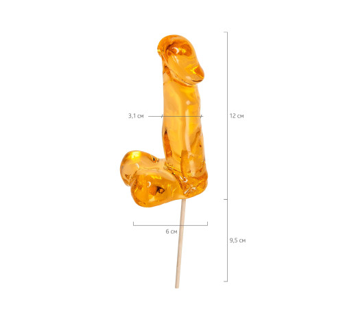 Оранжевый леденец в форме пениса со вкусом аморетто - 173 гр.