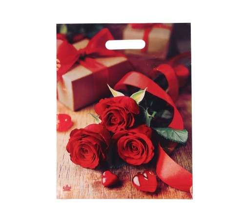 Пакет с принтом в виде роз (31х40 см)