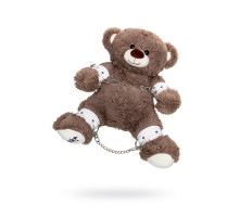 Бондажный набор: бурый мишка с белыми оковами и наручниками