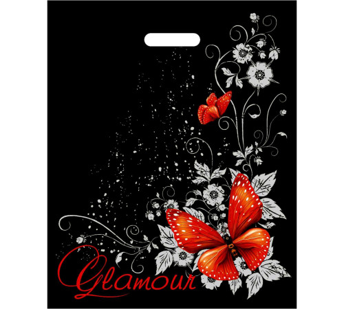 Черный пакет Glamour с вырубной ручкой (38х47 см)