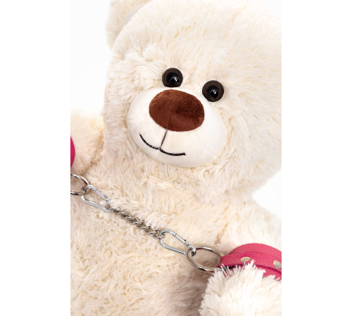 Бондажный набор: белый мишка с розовыми оковами и наручниками