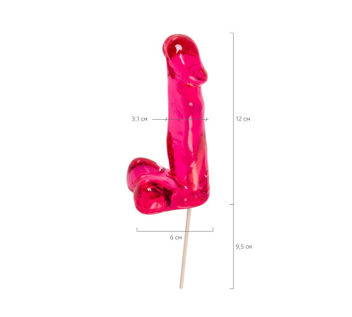 Розовый леденец в форме члена со вкусом айриш крим - 173 гр.