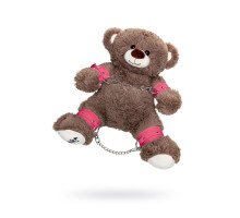 Бондажный набор: бурый мишка с розовыми оковами и наручниками