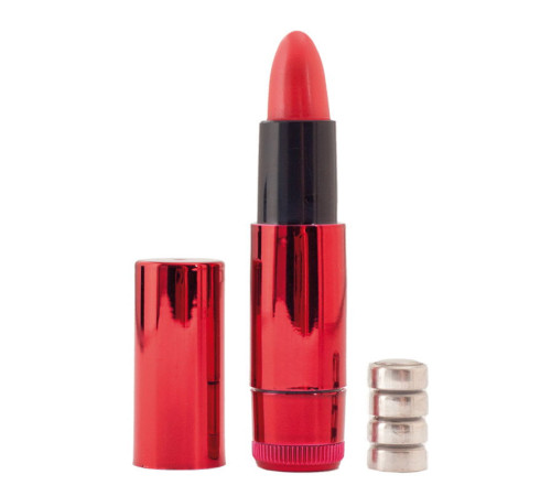 Красный вибратор в виде помады - 9 см.