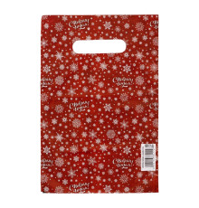 Красный подарочный новогодний пакет с вырубной ручкой (20х30 см)