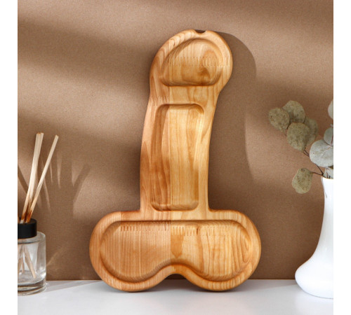 Деревянное блюдо для подачи в форме члена (32,5 х 20 х 1,7 см)