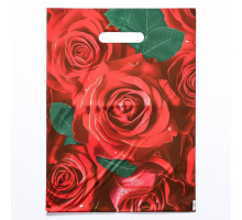 Пакет с цветочным принтом и вырубной ручкой (30х40 см)