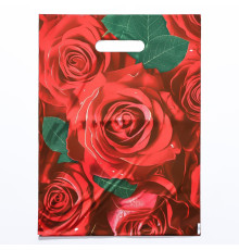 Пакет с цветочным принтом и вырубной ручкой (30х40 см)