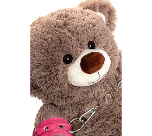 Бондажный набор: бурый мишка с розовыми оковами и наручниками