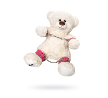 Бондажный набор: белый мишка с розовыми оковами и наручниками