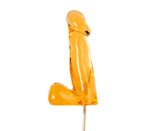 Оранжевый леденец в форме пениса со вкусом аморетто - 173 гр.