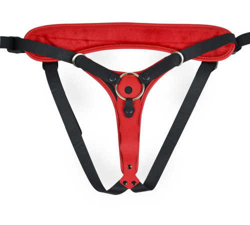 Красно-черный женский пояс с 2 способами крепления насадок