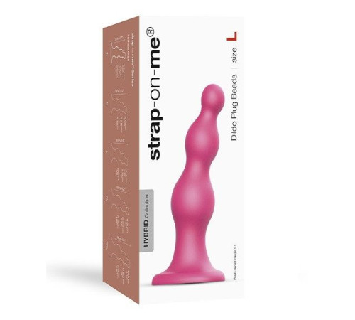 Розовая насадка Strap-On-Me Dildo Plug Beads size L
