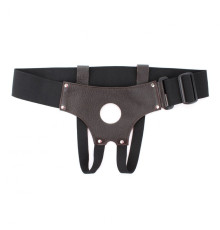 Коричневые кожаные трусики-джоки для насадок