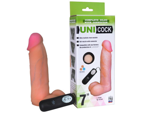 Заказать Фаллическая насадка Харнесс UNICOCK 7  с вибрацией - 19 см.