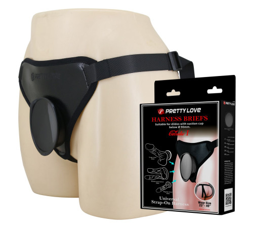 Черные трусики харнесс с платформой Caludio I