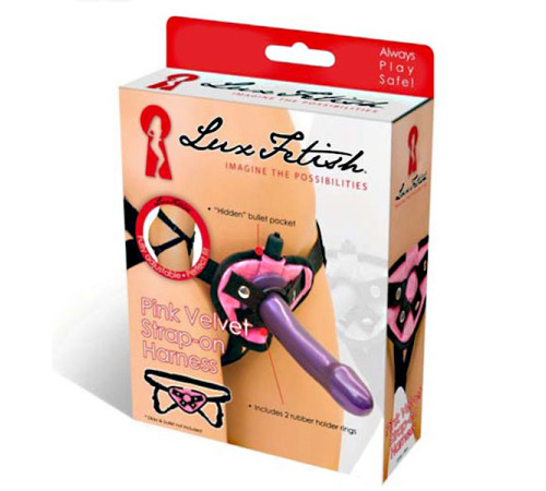 Черно-розовые плюшевые трусики для страпона