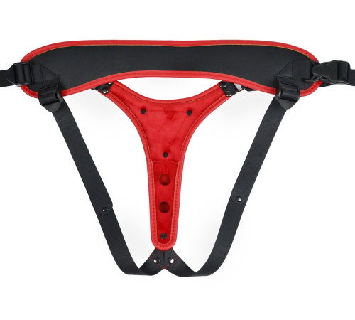 Красно-черный женский пояс с 2 способами крепления насадок