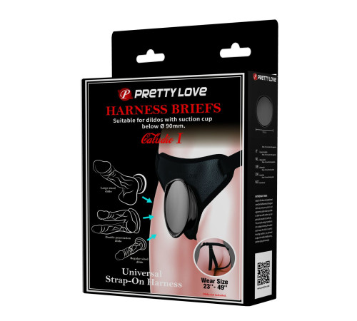 Черные трусики харнесс с платформой Caludio I