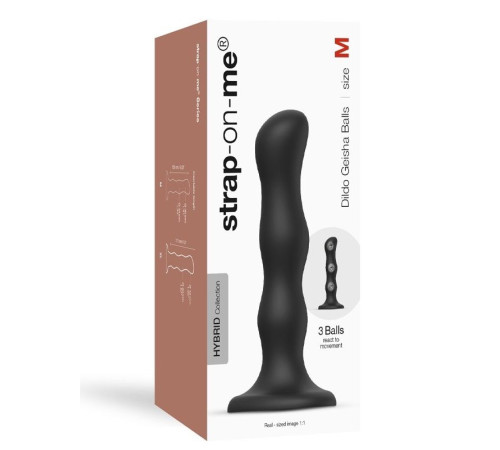 Черная насадка Strap-On-Me Dildo Geisha Balls size M