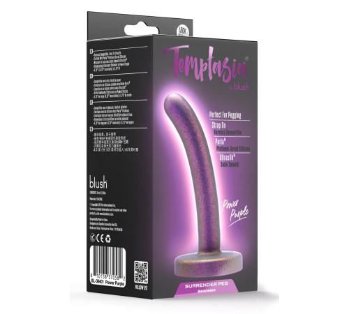 Фиолетовая насадка с гладкой поверхностью Surrender 4.75 Inch Beginner Pegging Dildo - 12 см.