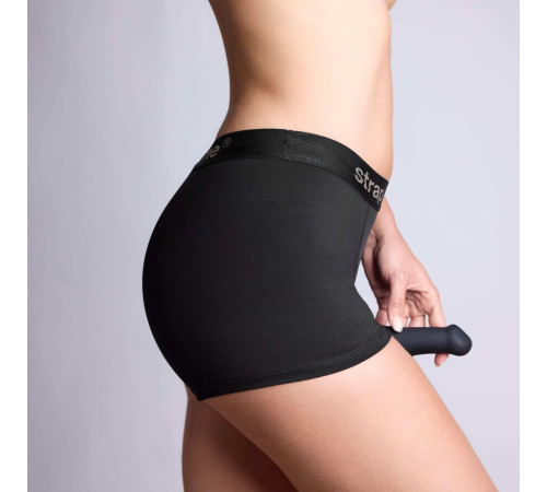 Черные трусики-боксеры для фиксации насадок Strap-on-me Harness Lingerie Allure - size XS